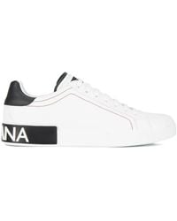 Dolce & Gabbana - Logo Portofino Leather Low-Top Trainers - Lyst