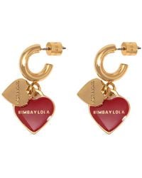 Bimba Y Lola - Hoop Earrings With Double Heart Logo - Lyst