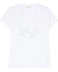 Liu Jo - T-shirt Verfraaid Met Stras - Lyst