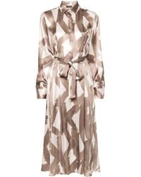 Kiton - Abstract-print Silk Midi Dress - Lyst