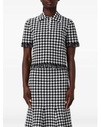 McQueen - Houndstooth-Pattern Fringed-Trim Polo Shirt - Lyst