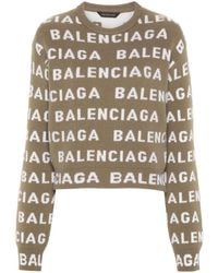 Balenciaga - Logo-Intarsia Wool Jumper - Lyst