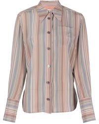Paul Smith - Chest-pocket Striped Silk Shirt - Lyst