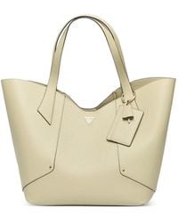 Guess - Large Darcy Logo-Plaque Pebble-Textured Tote Bag - Lyst