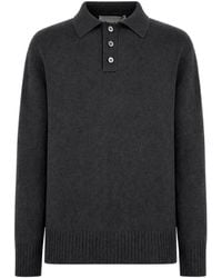 Amaranto - Button-Placket Polo-Collar Sweater - Lyst