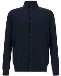 Paul & Shark - Cardigan Boutonné À Col Montant - Lyst