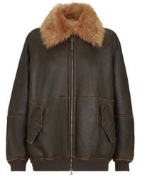 Brunello Cucinelli - Veste Bomber En Peau Lainée À Fermeture Zippée Brillante - Lyst