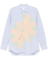 Comme des Garçons - Floral-Appliqué Striped Shirt - Lyst