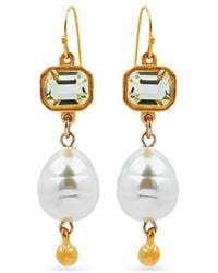 Ben-Amun - Kos Crystal Pearl-Drop Earrings - Lyst