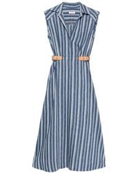 Sandro - Maxi Striped Belt-Detail Dress - Lyst