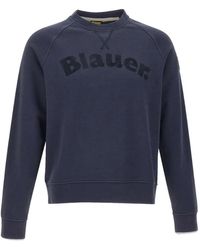 Blauer - Logo-Print Raglan-Sleeve Sweater - Lyst