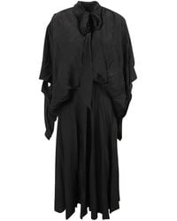Balenciaga - Crinkled-Effect Scarf-Collar Midi Dress - Lyst