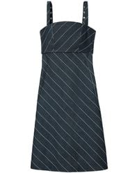 Tory Burch - Striped-Pattern Cotton-Blend Midi Dress - Lyst