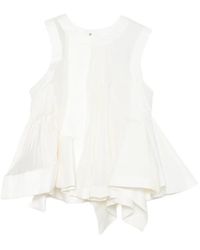 Sacai - Ruffled Sleeveless Top - Lyst