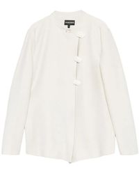 Emporio Armani - Ivory Knopf Rundhals Jacke - Lyst
