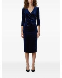 SUTTON NEW YORK - Velvet V-Neck Midi Dress - Lyst