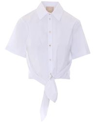 Liu Jo - Front-Tie Cropped Shirt - Lyst