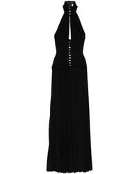 Elisabetta Franchi - Halterneck Pleated Maxi Dress - Lyst