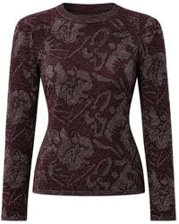 Liu Jo - Floral-Jacquard Lamé Sweater - Lyst