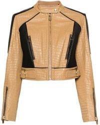 Pinko - Colour-block Panelled Leather Jacket - Lyst