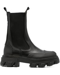 Ganni - Chelsea Leather Ankle Boots - Lyst