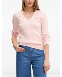 GANT - Cable-Knit V-Neck Knitwear - Lyst