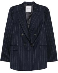 ERMANNO FIRENZE - Blazer Croisé À Fines Rayures - Lyst