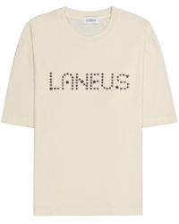 Laneus - T-Shirt mit Logo-Nieten - Lyst