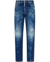 DSquared² - Distressed Slim-leg Jeans - Lyst