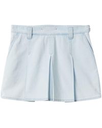 Miu Miu - Low-rise Pleated Chambray Skirt - Lyst