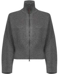 Brunello Cucinelli - High-Neck Zip-Fatening Cardigan - Lyst