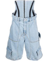 Mugler - Jeans-Shorts mit Kontrasteinsatz - Lyst