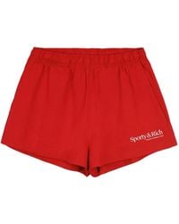 Sporty & Rich - Logo-Print Cotton Shorts - Lyst