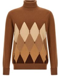 Ballantyne - Argyle-Pattern Turtleneck Sweater - Lyst