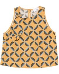 Niu - Geometric-Print Bow-Detail Top - Lyst