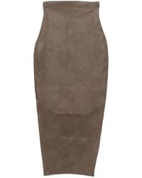 Rick Owens - Leren Midi-Rok - Lyst