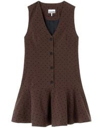 Ganni - Flock Check Suiting Dress - Lyst