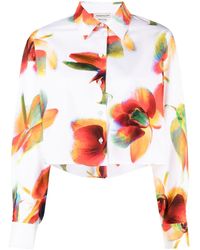 Alexander McQueen - Floral-print Cropped Shirt - Lyst