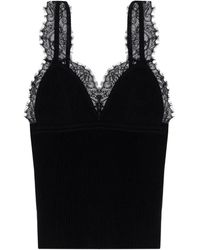 Blumarine - Geripptes Oberteil mit Spitzenbesatz - Lyst