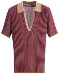 Roberto Collina - Geripptes T-Shirt mit V-Ausschnitt - Lyst