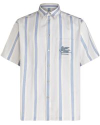 Etro - Pegaso Logo-Embroidered Cotton Shirt - Lyst