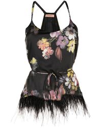 Twin Set - Floral-print Feather-trim Cami Top - Lyst