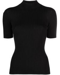 Versace - Ribbed-Knit Short-Sleeve Top - Lyst