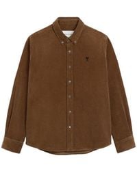 Ami Paris - Ribfluwelen Overhemd Met Ami De Coeur - Lyst