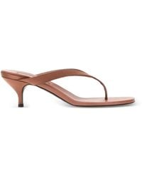 Miu Miu - Antiqued Thong-Detail Heeled Sandals - Lyst