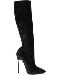 Casadei - Blade Kitana Python-Effect Knee-High Boots - Lyst