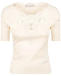 Ermanno Scervino - Lace-Panelled Short-Sleeve Top - Lyst