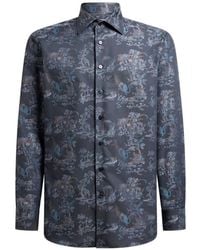 Etro - Cotton Jacquard Shirt With Flower Animal-Motif - Lyst