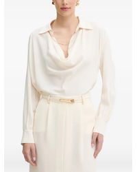 SIMONA CORSELLINI - Chain-Embellished Draped Blouse - Lyst