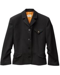 Versace - Draped Grain De Poudre Wool Jacket - Lyst